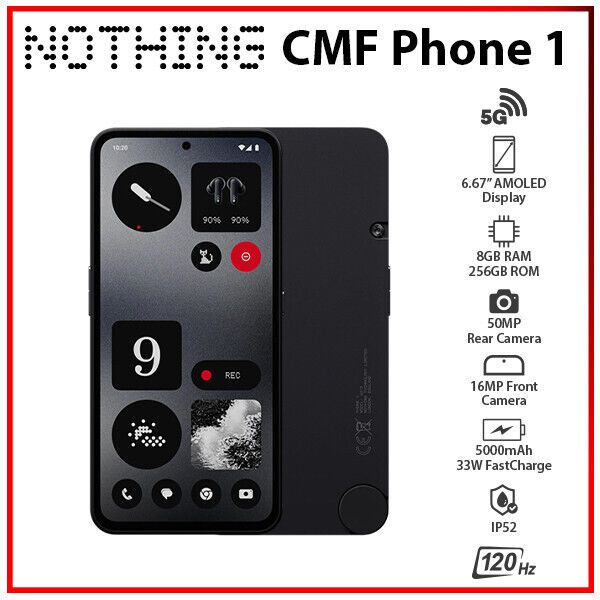 Nothing Phone 1 CMF 5G 8GB RAM 128GB (Black) Fekete